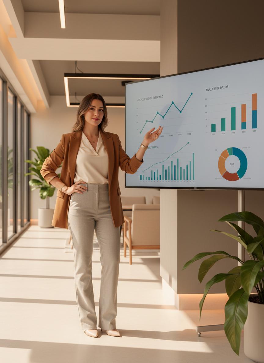 Marketing strategist presenting analytics data